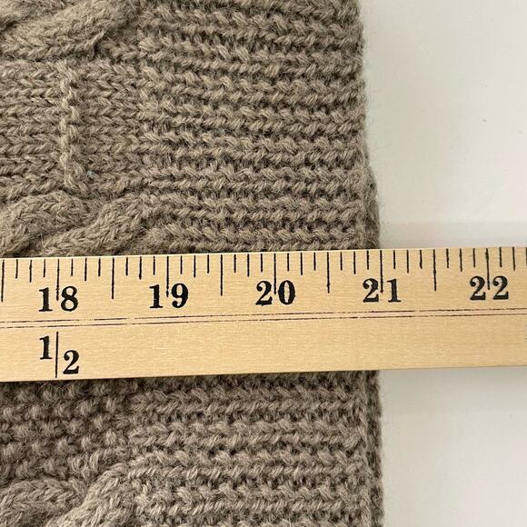 Brooks Brothers Chunky Cable Knit Sweater 100% Wool Taupe V Neck Women S Vintage - Picture 9 of 10
